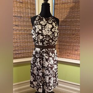 Ann Taylor Brown and White Floral Dress